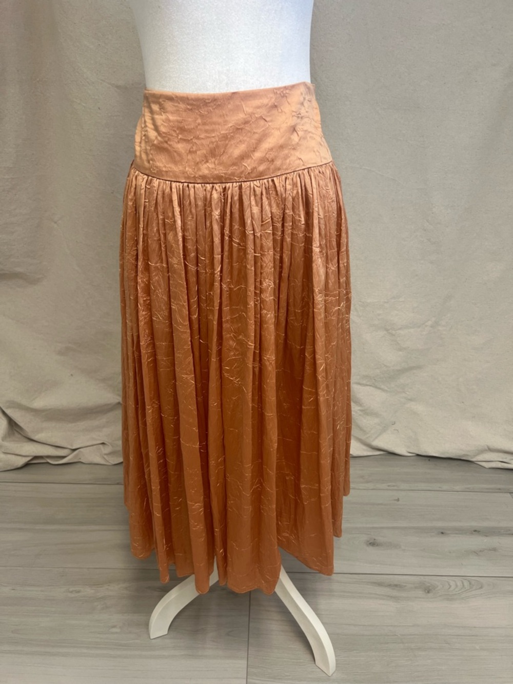 Talbots Pleated Midi Skirt Rose Gold Orange Sz 10 Fairycore Cottagecore Romantic